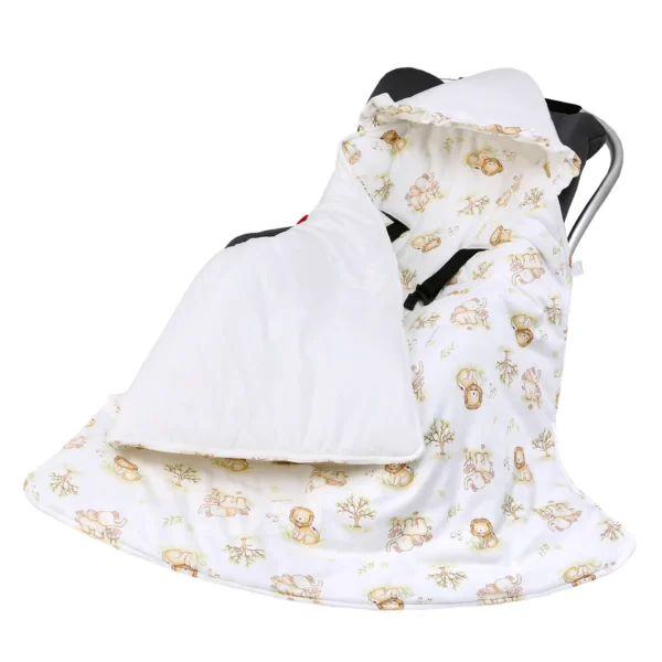 Nid d'ange poussette universel Minky motif safari beige